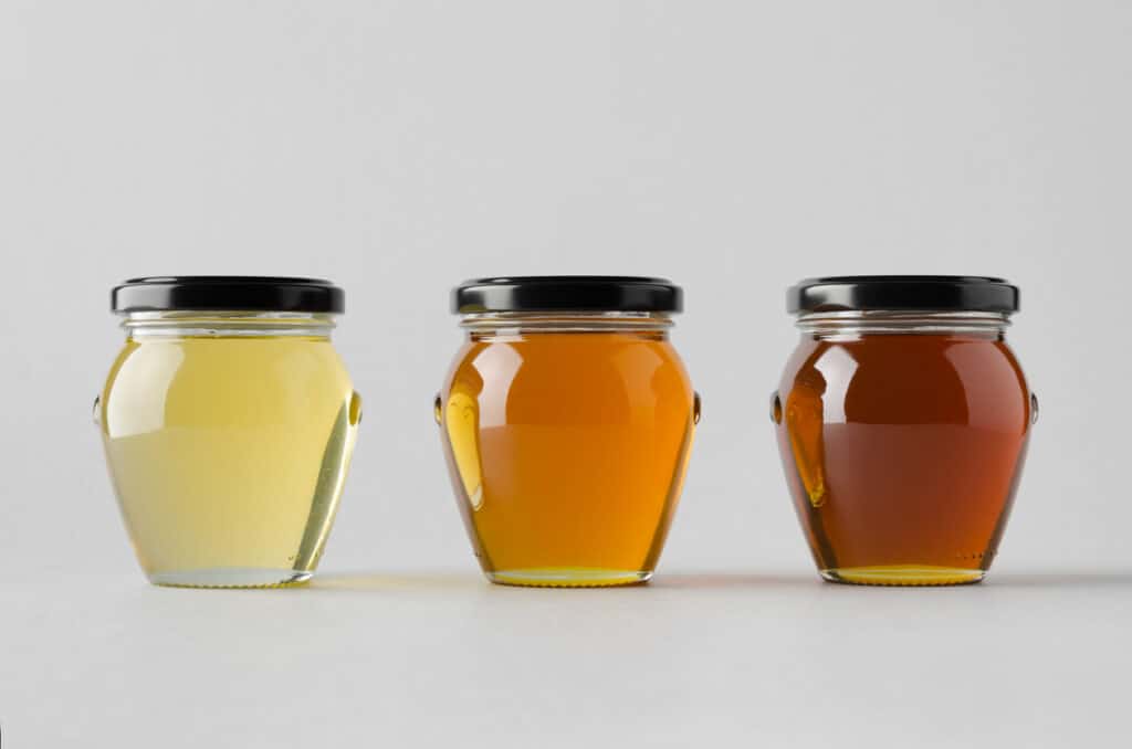 three jars of honey