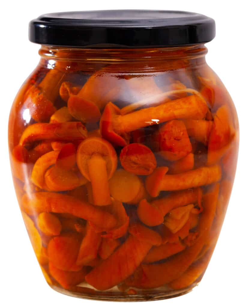 honey in a jar with mushrooms